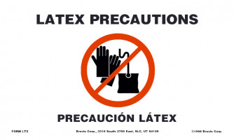 Latex Precautions bilingual sign