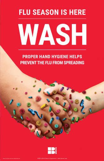 Wash Hands Hygiene Poster, Plastic Laminated