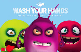Wash Your Hands Poster, Plastic Laminated