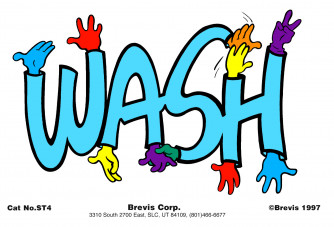 WASH Stickers with removable backing.