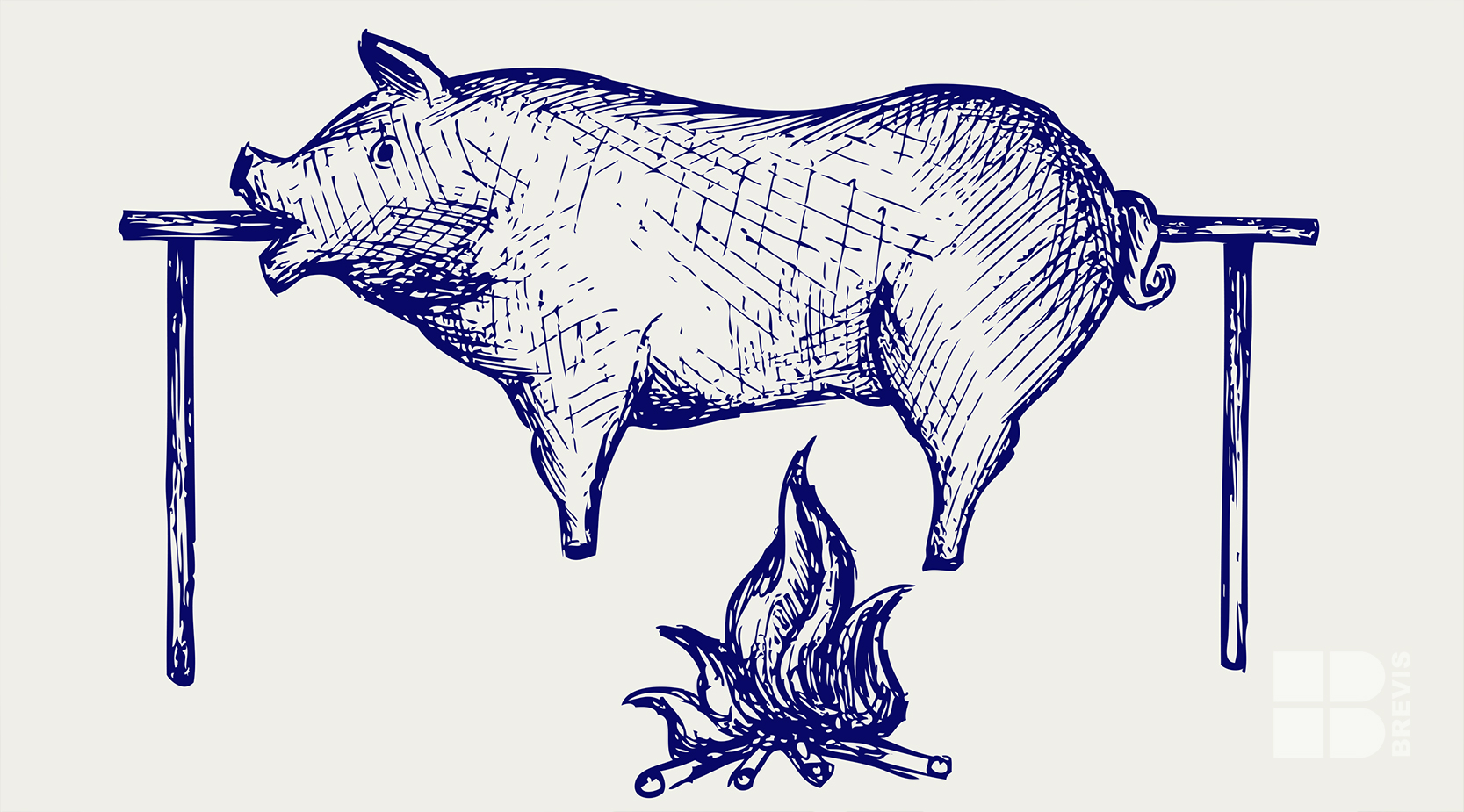 Свинья на поводке арт