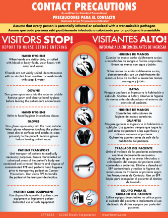 Contact Precautions 2025 English and Spanish - Laminated