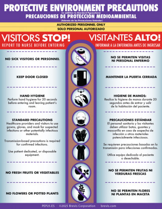 Protective Environment Precautions 2025 in English and Spanish - Laminated